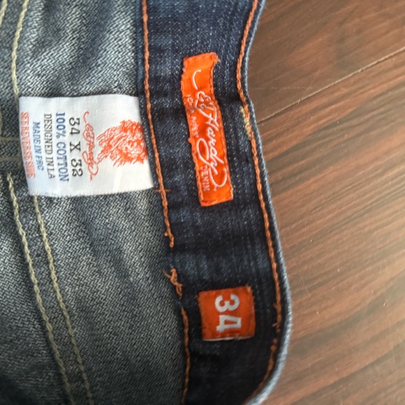 Ed Hardy Relaxed Fit Jeans - Black with Multicolor Design - Picture 4 of 5